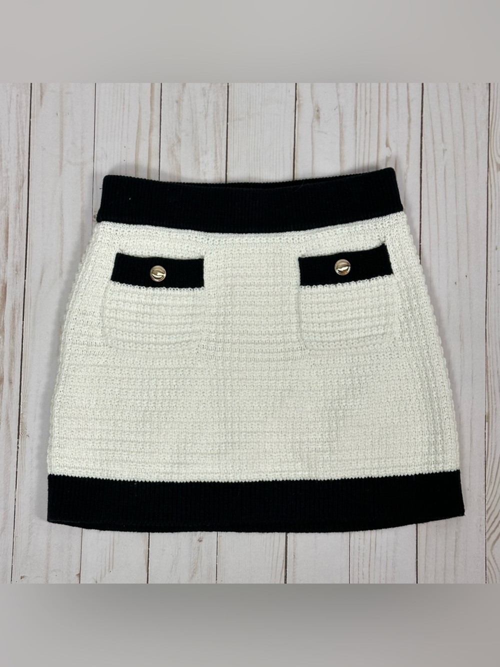 ABERCROMBIE Girls Black & White Tweed Knit Mini Skirt - size 7/8